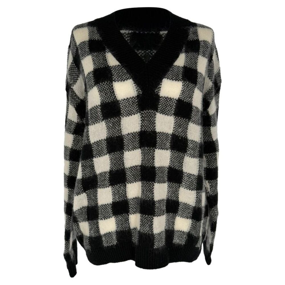 Christian Dior Block-Check Knit Sweater in Multicolor Cashmere